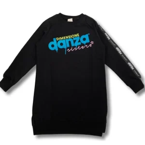 abito felpa ragazza Dimensione Danza nero logo morbido