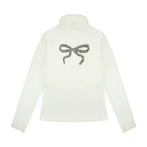 Dolcevita Off-White da Ragazza con Fiocco in Brillanti Neri – Elegante e Chic