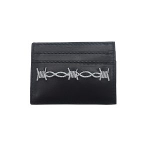Porta Carte – Cuoio Nero – Ricamo Filo spinato