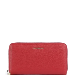 Portafoglio Coccinelle zip around Metallic Soft rosso rubino