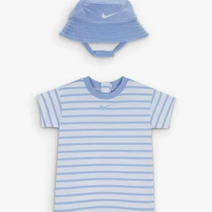 Pagliaccetto a maniche corte e cappellino con logo neonato