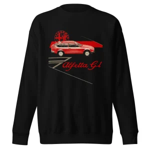 Felpa Girocollo Stile Vintage Alfa Romeo Alfetta GTV - Abbigliamento Automobilistico