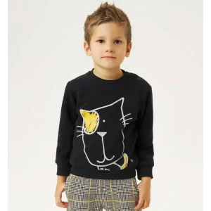 Felpa nera con gatto per bambino Da 12mesi a 8anni Sarabanda 0A035 0658