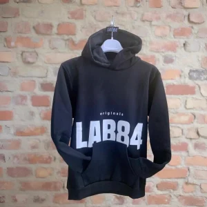 Felpa nera con  Cappuccio e Tasca Frontale