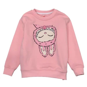 Felpa Rosa Bambina con Stampa Coniglietto Buffo - Made in Italy