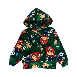 Felpa Verde con Stampa Buffa – Cappuccio, Cerniera