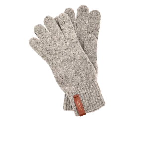 THE BRIDGE Guanti uomo in lana con etichetta in pelle grigio
