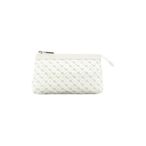 GHERARDINI Pochette in tessuto softy con inserti in pelle COCONUT MILK