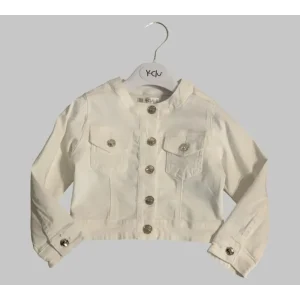 Giubbino Denim Bianco per bambina da 3anni a 8anni Y-Clù 340CYFBS25