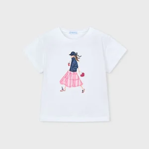 T-shirt con stampa ragazza bambina Mayoral