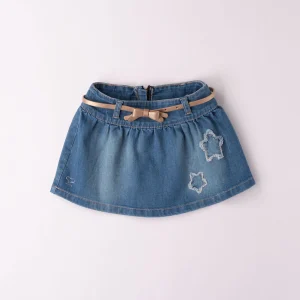 Gonna in denim bambina con cintura dorata e stelle in jeans – fino a 8 anni