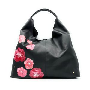 Borsa Hobo – Pelle liscia Nero – Fluid art Rosso