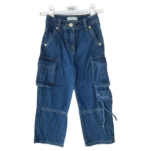 Jeans Cargo multi tasche per bambina da 3anni a 7anni Y-Clu YFBF24P410