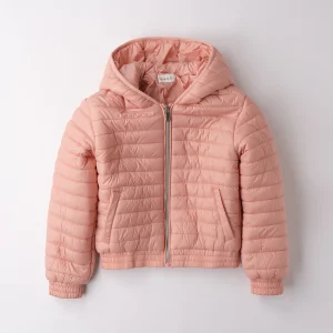 Giubbotto Bambina Rosa con Cappuccio e Tasche con Zip