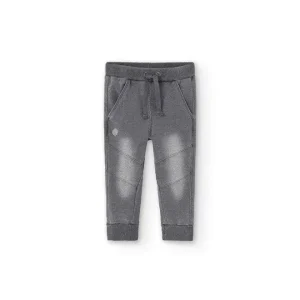 Pantalone morbide effetto jeans slavati con pulsino per bambino 18mesi-8nni Boboli 390013 grey