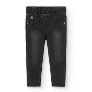Leggings jersey elastico per bambine effetto jeans nero