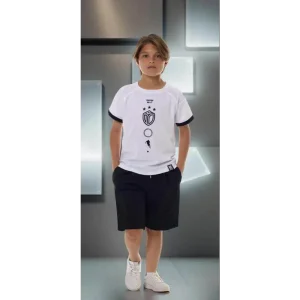 Maglietta Bikkembergs bambino bianca con logo nero