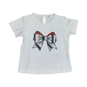 Y-Clù Maglietta con fiocco e brillantini per bambina
