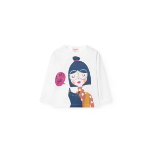 Maglietta di cotone Bianca per Bimba Boboli 299044Bia