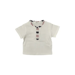 maglietta neonato Y-Clu cotone morbido collo rigato