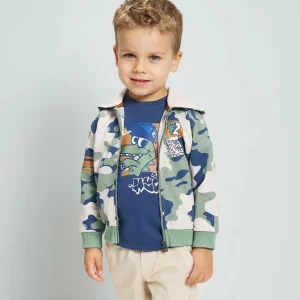 Sarabanda felpa bambino militare con cappuccio zip