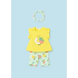 Completo neonata 3 pezzi Mayoral giallo e fantasia limoni