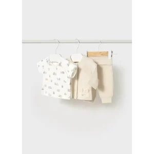 Tuta neonato 3 pezzi Mayoral beige morbida e comoda