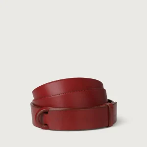 ORCIANI cintura Nobuckle Bull in cuoio rosso