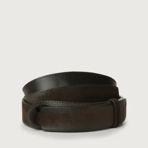 ORCIANI Cintura Nobuckle Cloudy in suede testa moro