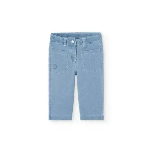 Boboli pantalone largo bambina effetto jeans azzurro