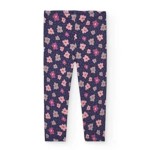 Leggings jersey elastico per bambine fantasia floreale