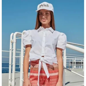 Camicia manica corta con nodo per ragazza da 8anni a 16anni Paris Hilton PHJSS1973