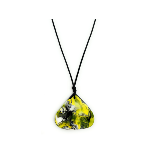 Collana con Pendente – Goccia nero – Cristallo Fluid art – Giallo1