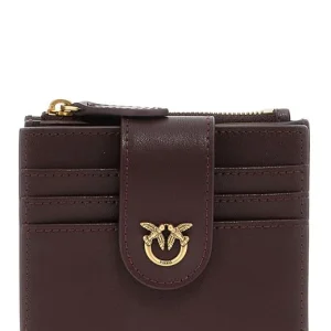 PINKO Portafoglio piccolo in pelle liscia con logo melanzana