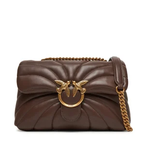 PINKO Borsa a tracolla Love Bag Puff media trapunta farfalla marrone scuro