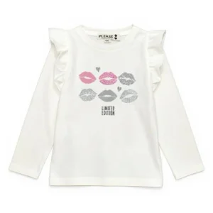 Maglietta Manica Lunga Bambina | Stampa Labbra Glitter | Limited Edition