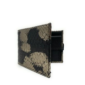 Portafoglio uomo Sergio con portamonete – Pitone – Bronzo metalizzato/Nero