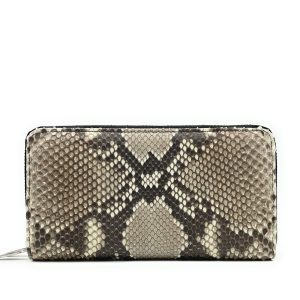 Portafoglio Grande Cinzia – Doppia zip – Pitone – Naturale opaco