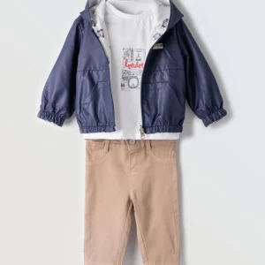 Completo giubbotto, maglietta a maniche corte e pantalone baby maschio