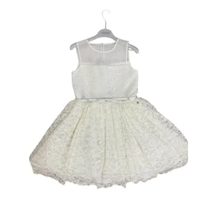 Abito Elegante in pizzo colore panna con cintura in vita per Ragazza 10anni Sarabanda 0J428