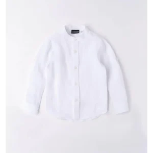 camicia lino bambino Sarabanda - bianca colletto coreano