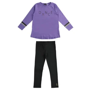 completo sportivo ragazza Sarabanda - set 2 pezzi viola/nero