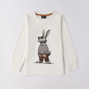 Sarabanda maglietta bianca maniche lunghe bambino coniglio
