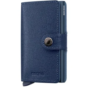 SECRID mini portafoglio miniwallet crispy blu pelle saffiano