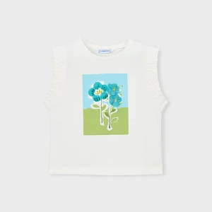 T-shirt fiore giro manica bambina Mayoral
