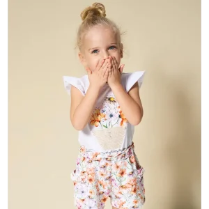 Sarabanda t-shirt disegni floreali bambina bianca estiva