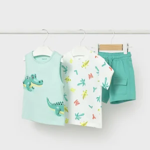 Completo 3 pezzi con 2 shirt e pantalone baby boy Mayoral