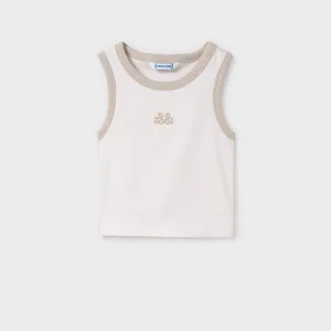 Maglietta bretelle ricamo ragazza