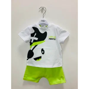Y-Clù completo corto pirata bambino bianco/verde cotone