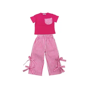 COMPLETO PANTALONI E  MAGLIETTA  BAMBINA FUXIA Y-CLU 327TYFBS25